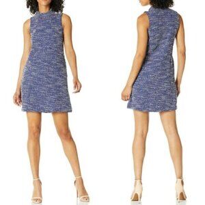 Beige By Eci Shift Dress Periwinkle Blue Pearl Button Side Pockets Size S